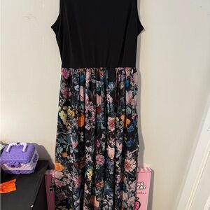 ECI Black Top with Floral Skirt